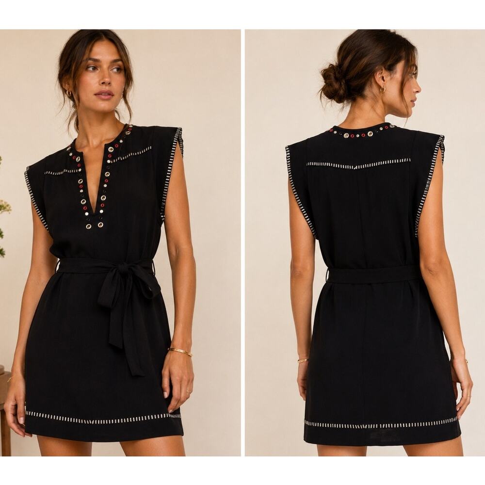 Isabel Marant Black Silk Blend Embellished Dress 34